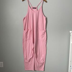Trendy Queen Pink Jumpsuit Romper 100% Cotton Boho Baggy Women's Size Small